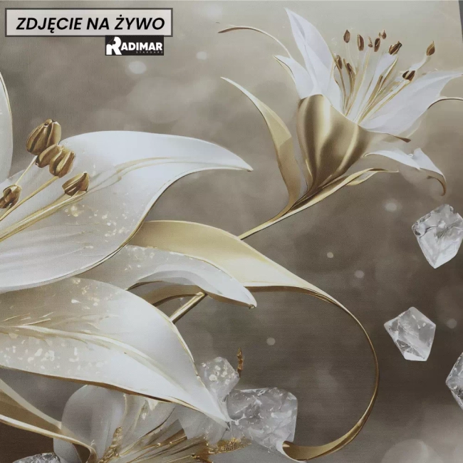 Obraz w kwiaty - Obraz na płótnie do salonu lub sypialni - Złota Symfonia: Lilia w Blasku